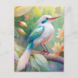 Cartão Postal Ave de Fantasia com Asa de Azul Iridescente com To