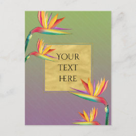 Cartão Postal Ave do Paraíso Dourado Roxo Verde Floral Casamento