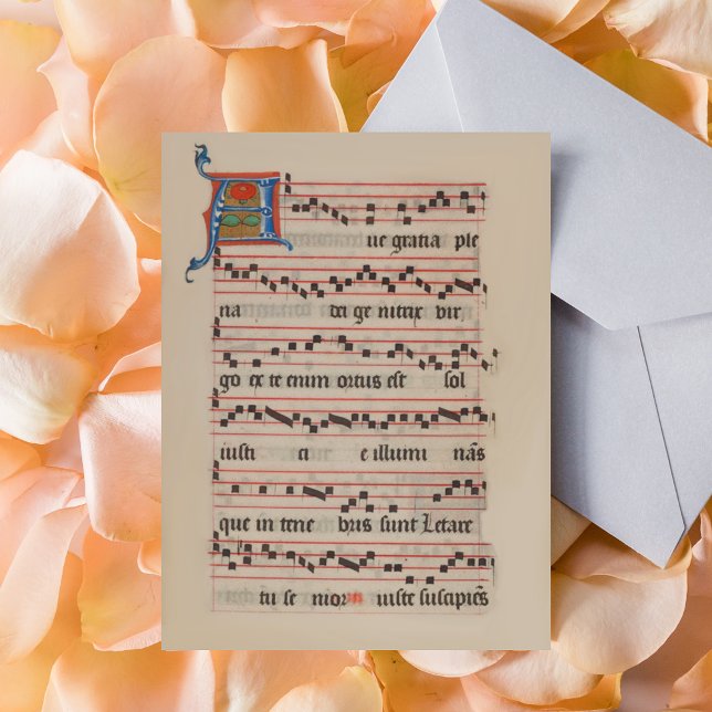 Cartão Postal Ave gratia plena - Manuscrito Antifão Medieval (Ave gratia plena Antiphon Medieval Manuscript Catholic Christian Postcard)