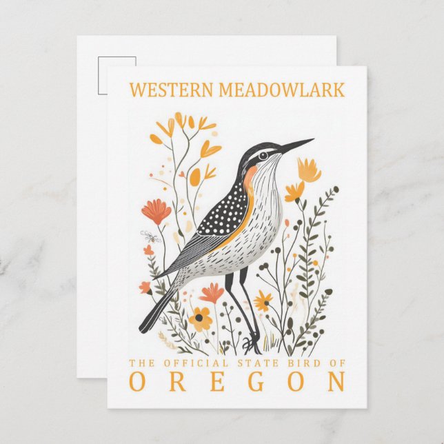 Cartão Postal Ave Meadowlark Ocidental do Viagem do Oregon (Frente/Verso)