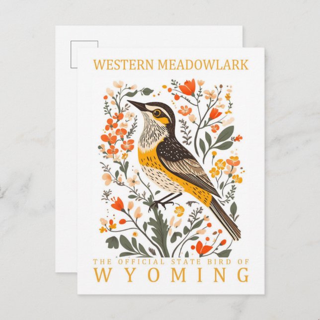 Cartão Postal Ave Meadowlark Ocidental do Wyoming Viagem (Frente/Verso)