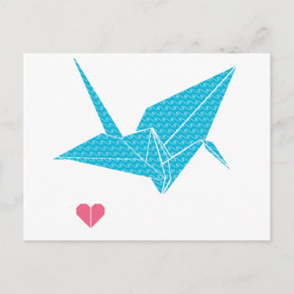 Cartão Postal ave origami com coração