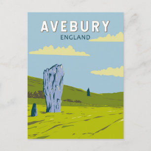 Cartão Postal Avebury England Viagem Art Vintage