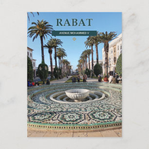 Cartão Postal Avenida Mohammed V e Fonte Zellige em Rabat