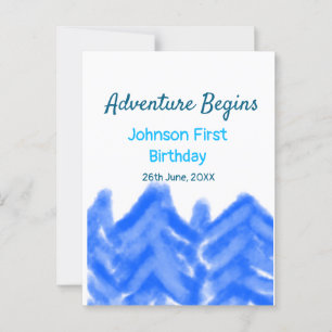 Cartão Postal Aventura azul aqua começa 1º aniversário montanha