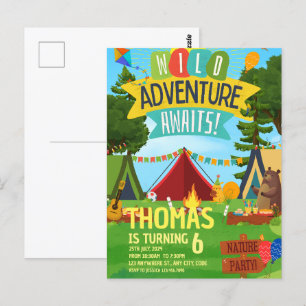 Cartão Postal Aventura de Acampamento Chamando Todos os Acampant