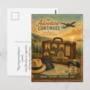 Cartão Postal Aventura de Aposentadoria com Mala de Viagem Vinta