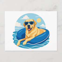 Cartão Postal Aventura de barco de verão do Labrador Retriever