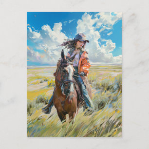 Cartão Postal Aventura de Mangá a Cavalo nos Alpes