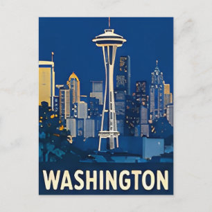 Cartão Postal 🌲 Aventura de Viagem pela Silhueta de Seattle ☁️