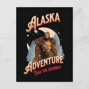 Cartão Postal Aventura do Pé Grande do Alasca Arte Retro da Natu