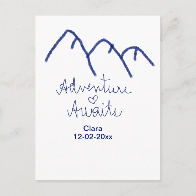 Cartão Postal Aventura espera coração de montanha azul adicionar (Frente)