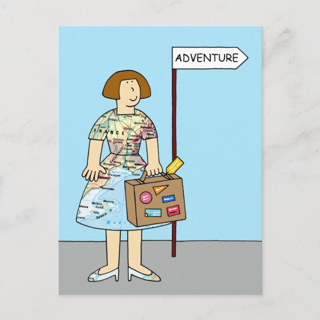 Cartão Postal Aventura Estrangeira Bon Voyage Para Ela (Frente)