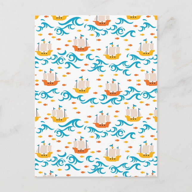 Cartão Postal Aventura Oceânica: Velejadores Amarelos e Vermelho (Frente)