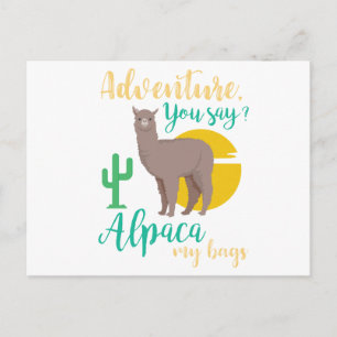Cartão Postal Aventura Você Diz? Alpaca My Bolsas Engraçado Viag