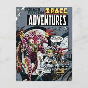 Cartão Postal Aventuras Espaciais #12 Funny 50s Retro Quadrinho