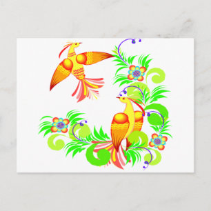 Cartão Postal Aves A Cor