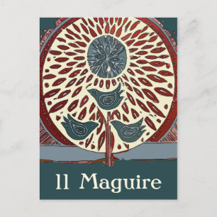 Cartão Postal Aves Azuis na Árvore Abstrato 11 Maguire