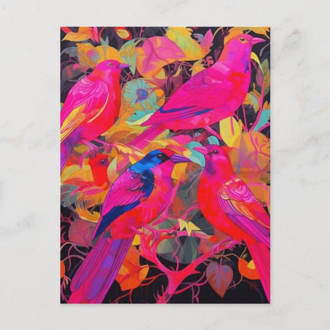 Cartão Postal Aves Coloridas (Frente)