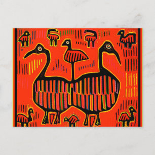 Cartão Postal Aves Coloridas da Arte Popular