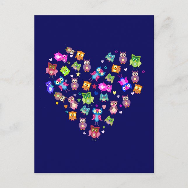 Cartão Postal Aves de capoeira - corujas (Frente)