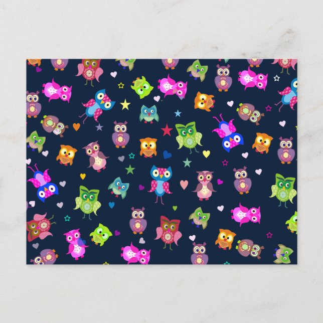 Cartão Postal Aves de capoeira - corujas (Frente)