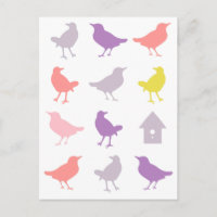 Aves de Pastel, rosa e púrpura, com Aves
