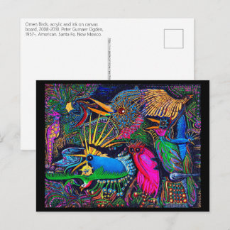 Cartão Postal Aves do Presságio Tropicais Coloridas Arte Margina
