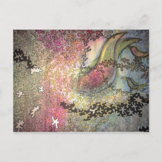 Cartão Postal aves nas árvores