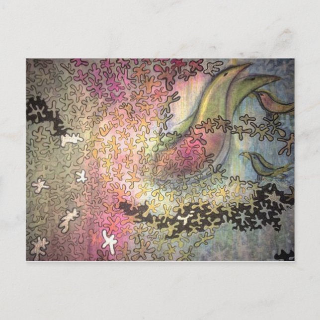 Cartão Postal aves nas árvores (Frente)