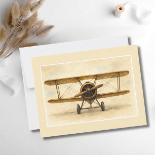 Cartão Postal Avião Antigo Biplano Antigo Aviação Aniversário