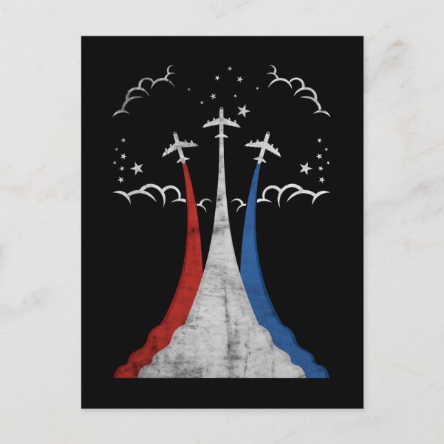 Cartão Postal Avião Antigo EUA 4 de Julho Aviação Americana (Frente)