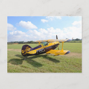 Cartão Postal Avião Biológico Aerobático No Campo