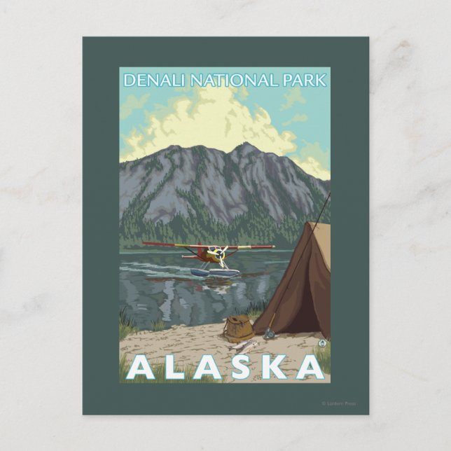 Cartão Postal Avião Bush e Pesca - Parque Denali Nat'l, (Frente)