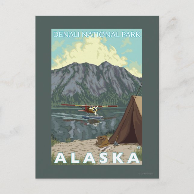 Cartão Postal Avião Bush e Pesca - Parque Denali Nat'l, (Frente)