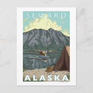 Cartão Postal Avião Bush e Pesca - Seward, Alasca