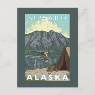 Cartão Postal Avião Bush e Pesca - Seward, Alasca