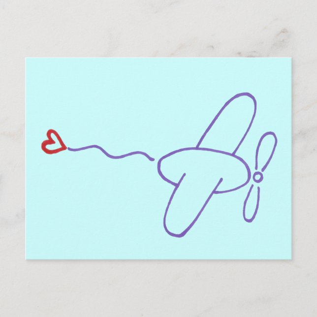Cartão Postal Avião com coração (Frente)