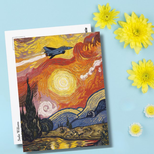 Cartão Postal Avião de Caça Avião Van Gogh Aviação Aniversário (Criador carregado)