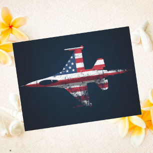 Cartão Postal Avião de combate patriótico dos EUA Aniversário