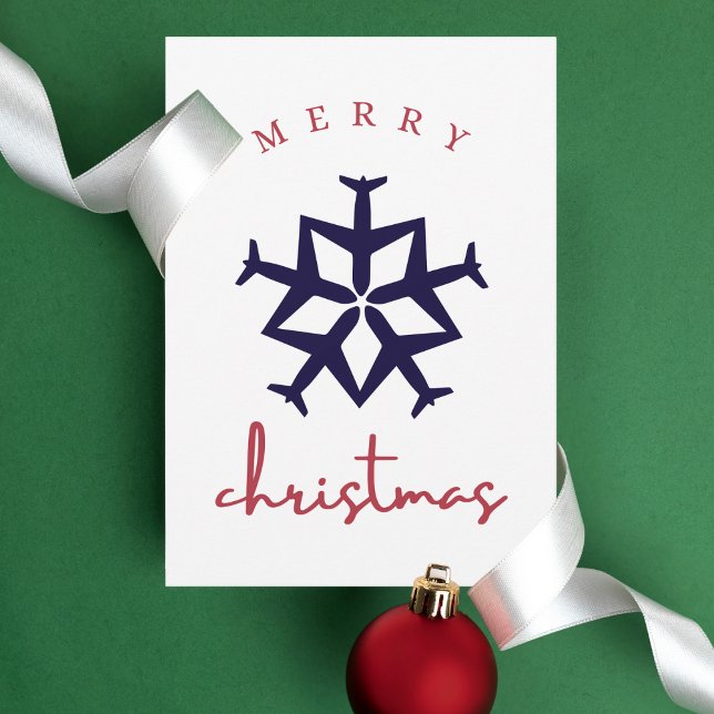 Cartão Postal Avião de Natal Floco de Neve Simpl Funny Aviation (Criador carregado)