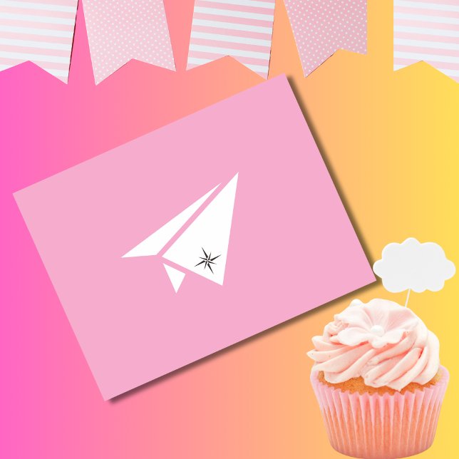 Cartão Postal Avião de Papel Simples & Bússola, Aniversário Fofo (Criador carregado)