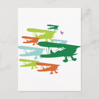 Cartão Postal Avião Desi Vintage Retro Biplano Pardal Solitário