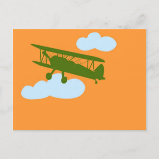 Cartão Postal Avião no fundo alaranjado liso