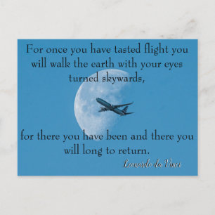 Cartão Postal Avião Silhouette Da Vinci Moon