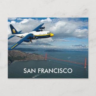 Cartão Postal Avião sobre a ponte Ouro Gate, São Francisco