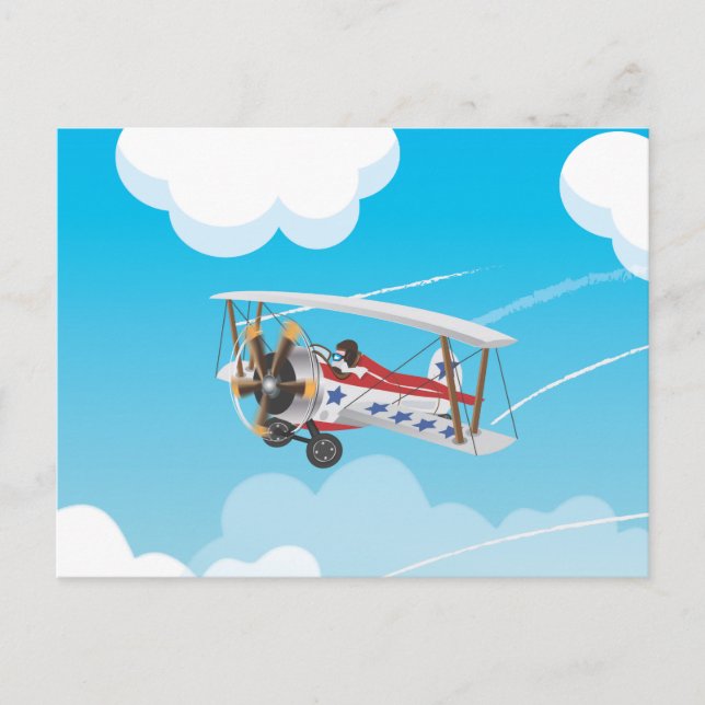 Cartão Postal Aviões biplanos de desenho animado fofos (Frente)