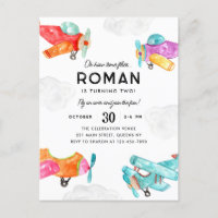 Aviões de Aquarela Nuvens Céu Avião Criança Aniver