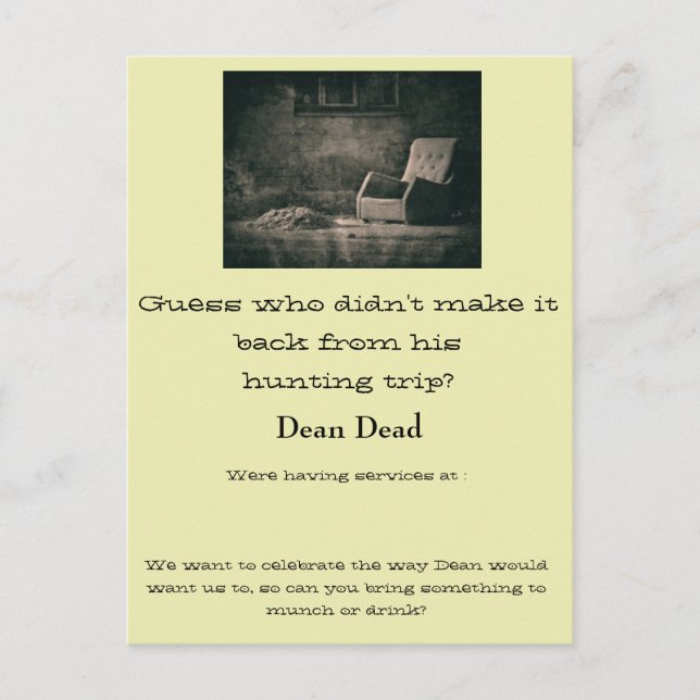 Cartão Postal Aviso de serviço fúnebre (Frente)