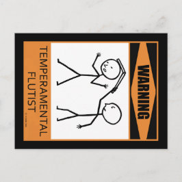 Cartão Postal Aviso! Flautista temperamental